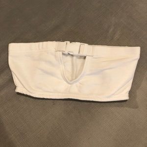 White Strapless Crop Top with Buckle